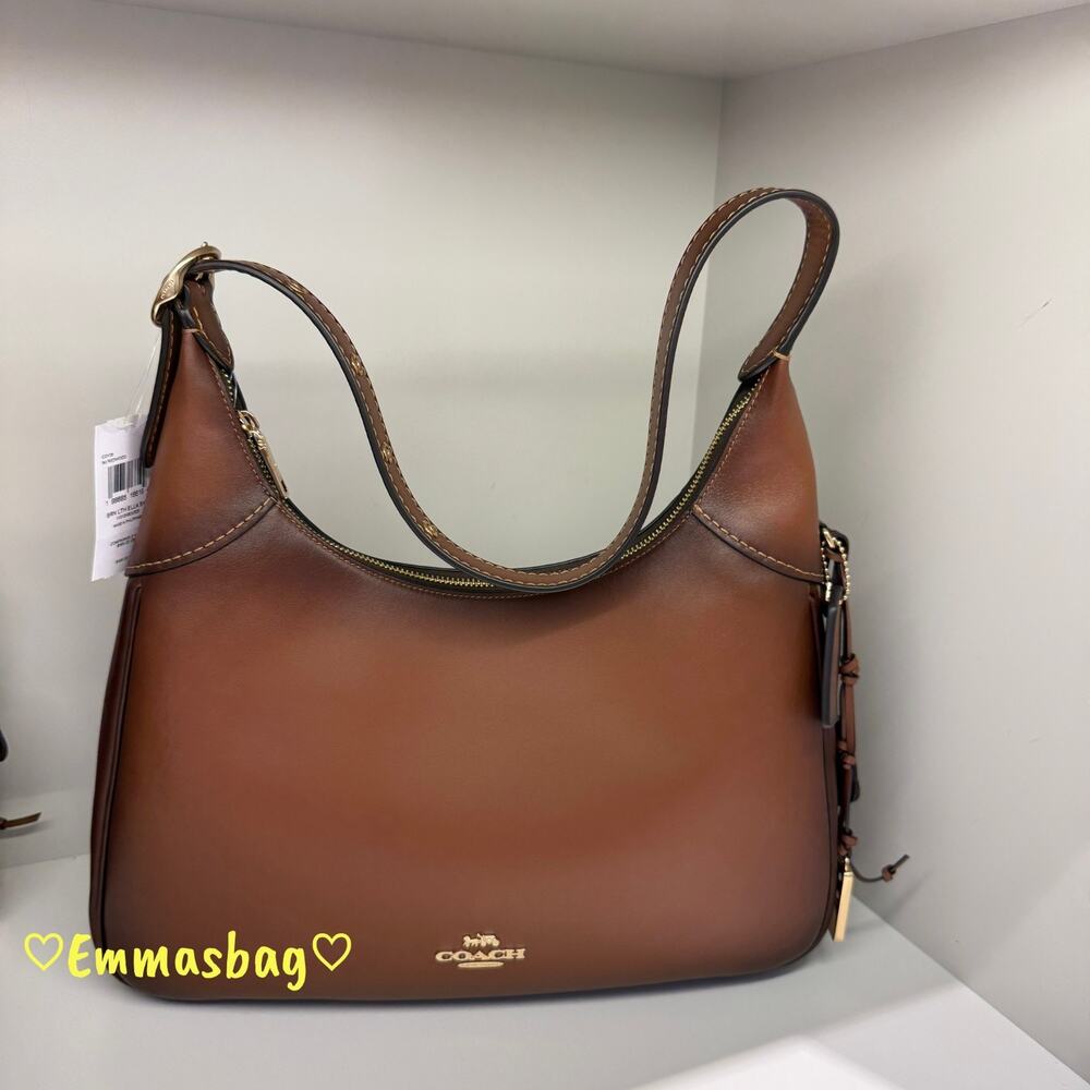 Coach Ella Shoulder Bag CDY36 smooth leather/Gold/Redwood
